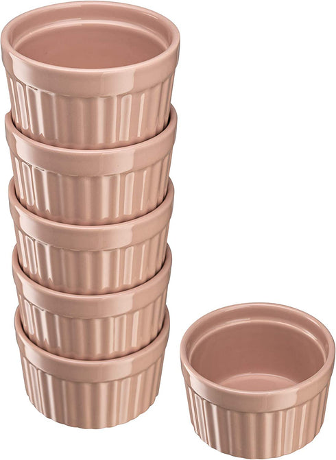 Kook 10 oz Porcelain Ramekins, Oven Safe, For Baking Pot Pies, Creme Brulee, Lava Cake, Soup, Set of 6,