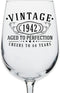 Vintage 1942 Printed 16oz Stemmed Wine Glass - 80th Birthday Aged to Perfection - 80 years old gifts