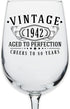 Vintage 1942 Printed 16oz Stemmed Wine Glass - 80th Birthday Aged to Perfection - 80 years old gifts