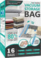 16 Pack Vacuum Storage Bags, Space Saver Bags (2 Jumbo/2 Large/3 Medium/3 Small/6 Roll) Compression Storage Bags for Comforters and Blankets, Vacuum Sealer Bags for Clothes Storage, Hand Pump Included