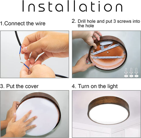 LED Flush Mount Ceiling Light Fixture 24W 3 Color 3000K/4000K/6000K Adjustable Ceiling Light 10 inch Farmhouse Light Fixture for Hallway Bathroom Kitchen Bedroom
