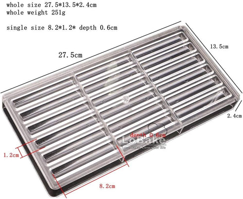 18 cavities long sticks shape polycarbonate PC chocolate mold candy fondant ice cube mould baking moldes DIY bakeware supplies