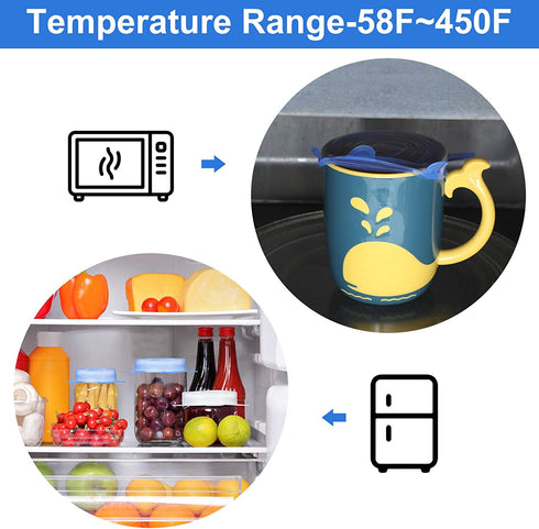 24 Pieces Silicone Stretch Can Lids Reusable Expandable Jar Lid Soda Beer Cans Round Elastic Container Lids Food Storage Covers for Mug Cup Small Bowl Fruits Vegetables Storage