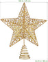 Toyvian Christmas Tree Topper Lighted Star - Gold Glitter Treetop Star LED Star Shape Light Hollow Star Xmas Party Decoration, 11.8 x 9.8 Inch, Gold