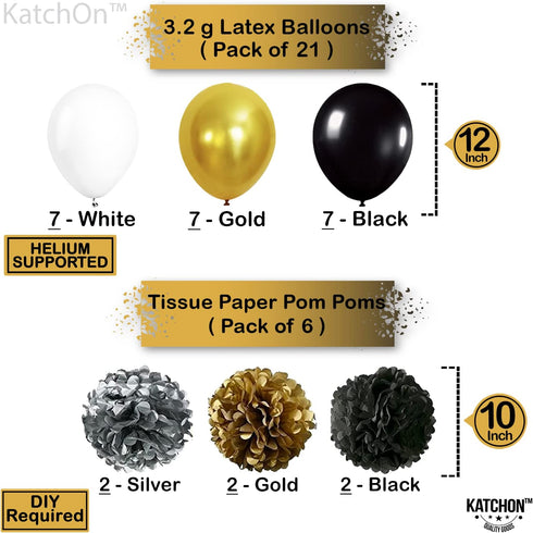 Giant Gold 2022 Balloons Numbers - Large 40 Inch, Graduation Balloons 2022 Foil with Pompoms | Black and Gold Graduation Decorations | Graduation Party Decorations 2022 | Class of 2022 Decorations