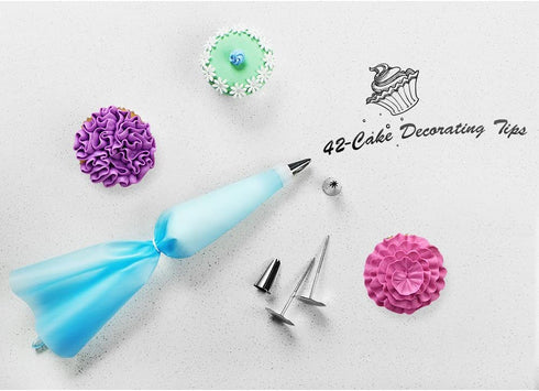Kootek 42 Pieces Piping Bags and Tips Set Cake Decorating Supplies with 36 Numbered Icing Tips, 2 Silicone Pastry Bags, 2 Flower Nails, 2 Reusable Plastic Couplers Baking Frosting Tips and Bags Set