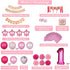 EAF 1st Birthday Girl Decorations 78PCS Pink 1st Birthday Decorations for Girl with Pink Tinsel Curtain, 12 Months Photo Banner, 1st Birthday Highchair Banner, I AM ONE and Happy Birthday Banner