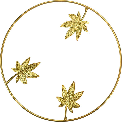 Tinsow 9.5 Inch Iron Wall Sculptures,Gold Metal Ginkgo, Maple, Monstera Leaf Wall Decor Round Wall Ornaments,Easy Installation Great for Bedroom Hanging Parts Hotel Wall Decoration (Gold, 4)