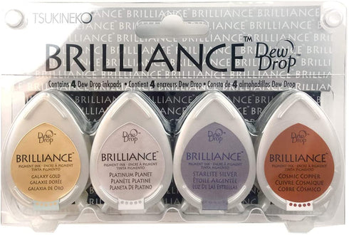 Tsukineko 4-Pack Brilliance Dew Drop Inkpads, Planetarium