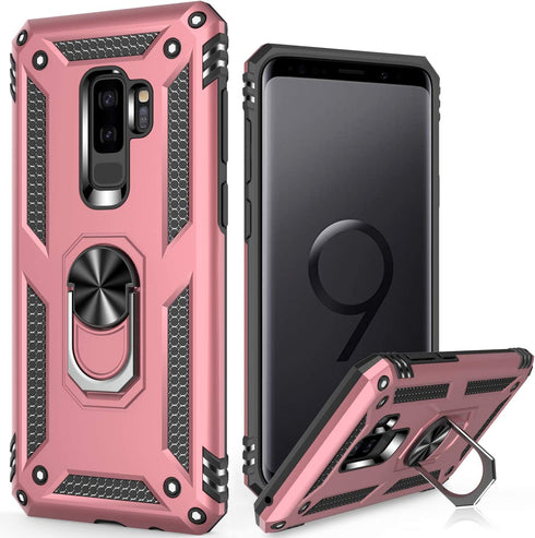 LUMARKE Galaxy S9+ Plus Case,Pass 16ft Drop Test Military Grade Heavy Duty Cover with Magnetic Kickstand Compatible with Car Mount Holder,Protective Phone Case for Samsung Galaxy S9 Plus Rose Gold