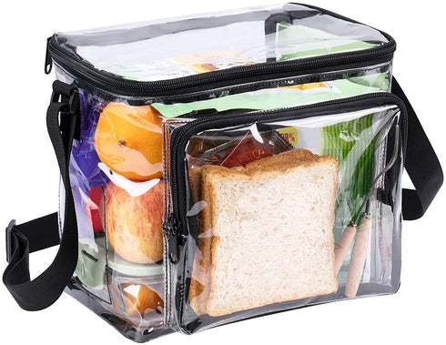 Clear Lunch Bag See Through Lunch Box with Adjustable Strap and Front Storage Compartment Transparent Lunch Bags For Men and Women for Work