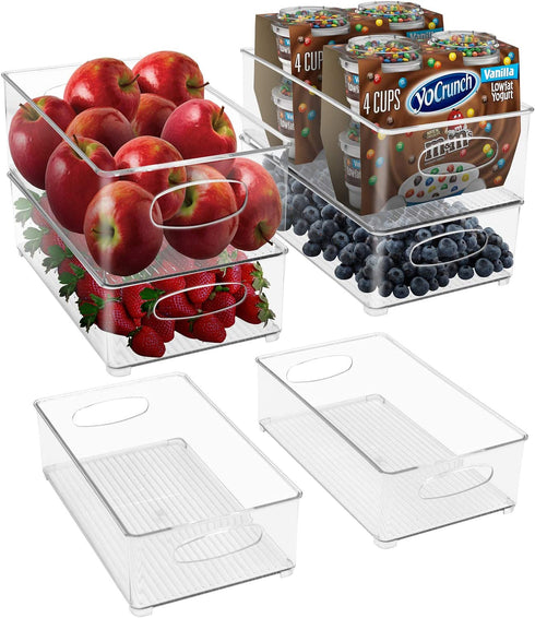 Sorbus Plastic Storage Bins Stackable Clear Pantry Organizer Box Bin Containers for Organizing Kitchen Fridge, Food, Snack Pantry Cabinet, Fruit, Vegetables, Bathroom Supplies (2-Pack)