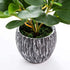 Mini Potted Artificial Plants Real Looking Plastic Fiddle Leaf Fig Plant with Rustic Black Cement Planter for House Office Desk Decor