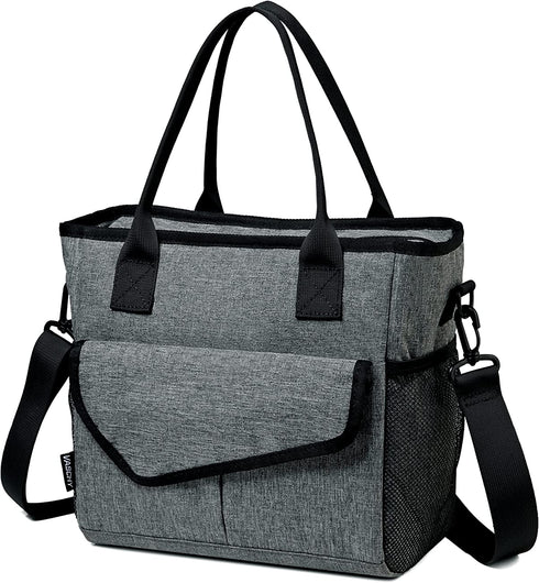 Lunch Bag for Women,VASCHY Ladies Fashion Insulated Lunch Box Tote Bag for Work School Office w Shoulder Strap Gray