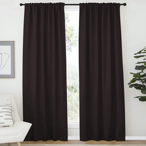 NICETOWN Insulated Curtains Room Darkening Drapery Panels - (Toffee Brown Color) 52 inchesx72 inches, Set of 2 Pieces, Noise Reducing Room Darkening Drapes for Patio