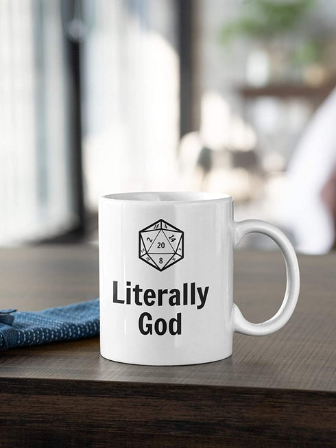 Game Master Mug Literally God D20 Coffee Cup 11oz 15oz Dungeon Master Pathfinder D&D Dungeons and Dragons Novelty