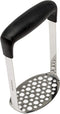 Cooking Light Heavy Duty Stainless Steel Masher, Broad and Ergonomic Horizontal, Fine Plate for Smooth Mashed Potatoes, Soft Grip and Non-Slip Handle, Stainless, Black