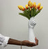 White Ceramic Hand Bud Flower Vase for Hhydroponic Floral Arrangement Table Decorative NBHUZEHUA