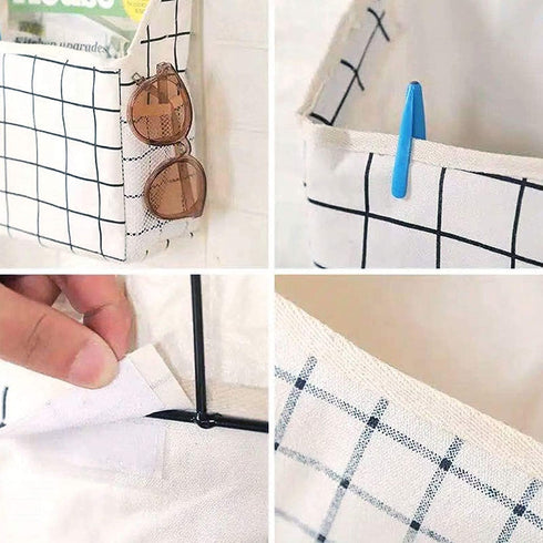 DRON TOOON Fabric Wall Hanging Storage Caddy Bag Over the Door Pouch Organizer for Bedroom Bathroom Kitchen (3Pack-A)