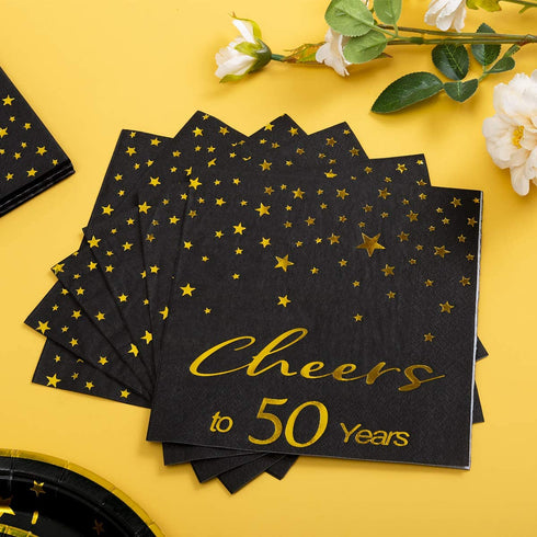 50th Birthday Plates and Napkins and Cups Sets Serves 30, 9" Dinner Paper Plates 7" Dessert Paper Plates 9 oz Cups 3 Ply Napkins 50th Birthday Party Supplies and Decorations for Men and Women