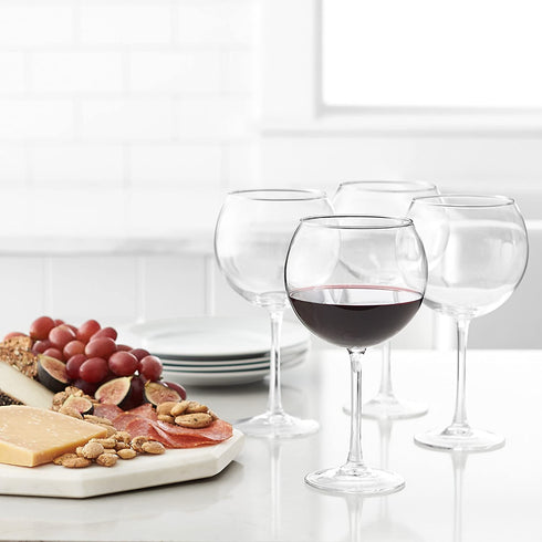 Amazon Basics Red Wine Balloon Wine Glasses, 20-Ounce, Set of 4