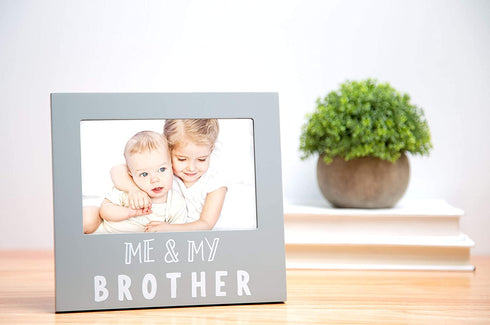 Pearhead Me and My Brother Sentiment Photo Frame, Big Sister or Brother Gift, Sibilng Pictures, Gray
