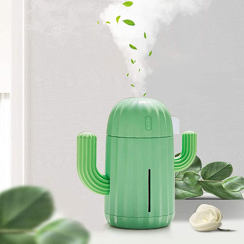 YINGJEE Mini Humidifier Single Room Humidifiers with Night Light Portable Cactus Air humidifier for for Yoga, Office, spa, Bedroom?Baby Room?Silica Gel Diffuser for tap Water only(Green)