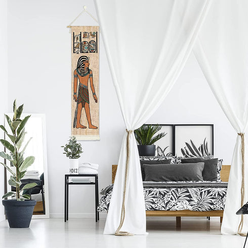 Hanging Canvas Wall Art Painting Ancient Egyptian Scene Tapestry Egypt Religion Historical Mythology Gods and Pharaohs Hieroglyphic Wall Decor Tapestry Decoration For Room (13''x 56''/33x142cm),A