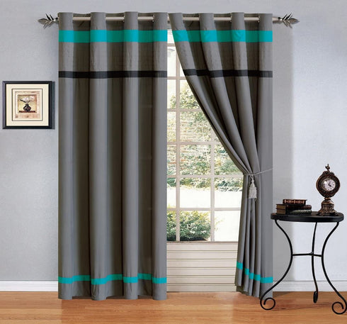 7 Piece Teal Blue / Grey / Black Pleated Bed in A Bag Microfiber Comforter Set (Double) Full Size Bedding. Perfect for Any Bed Room or Guest Room