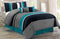 7 Piece Teal Blue / Grey / Black Pleated Bed in A Bag Microfiber Comforter Set (Double) Full Size Bedding. Perfect for Any Bed Room or Guest Room