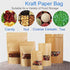 100 Pcs Kraft Stand Up Pouch with Window 6.3 x 8.6 in Brown Zip Lock Stand Up Bags, Reusable, Heat-Sealable for Home or Business