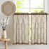Vangao Kitchen Curtains and Valances Set Kitchen Curtains 3 Piece Set 36 Inch Length Embroidered Moroccan Trellis Pattern Light Diffusing Sheer Kitchen Curtains Valances for Kitchen Bathroom Brown