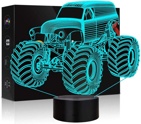 3D LED Illusion Lamp Monster Truck Night Light Optical Lighting Car Effect Touch Switch USB Powered LED Decoration Night Desk Lamp