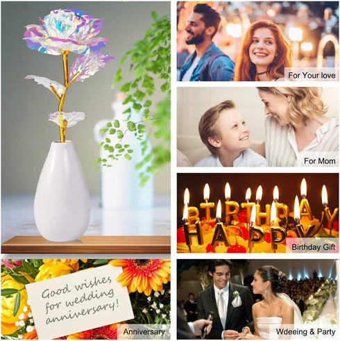 Tmacker Birthday Gifts for Women, Artificial Rose Flowers & Vase Gift for Her Mom Mother Wife Girlfriend Teacher Mother's Day,Graduation, Thanksgiving,Valentine's Day,Christmas,Anniversary Decorations