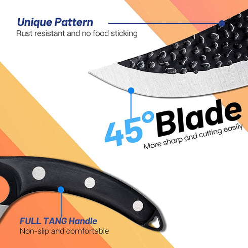 Belnk Butcher Knife 6-Inch High Carbon Stainless Steel Kitchen Chef Knives with Sheath and Gift Box Vking Knife Fillet Meat Cleaver Knives for Home, Camping, BBQ