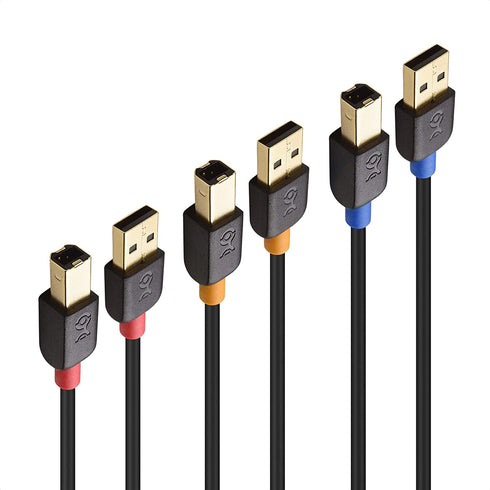 Cable Matters 3-Pack USB Cable/USB Printer Cable 6 ft, USB A to B Cable, USB 2.0 Cable Compatible with Printer, MIDI Controller, MIDI Keyboard and More - 6 Feet