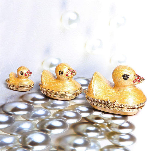 Waltz&F Three Generation Duck Jeweled Trinket Box Hinged Hand-Painted Ring Holder Home Decoration