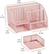 Annova Mesh Desk Organizer Office with 7 Compartments + Drawer/Desk Tidy Candy/Pen Holder/Multifunctional Organizer - Light Pink