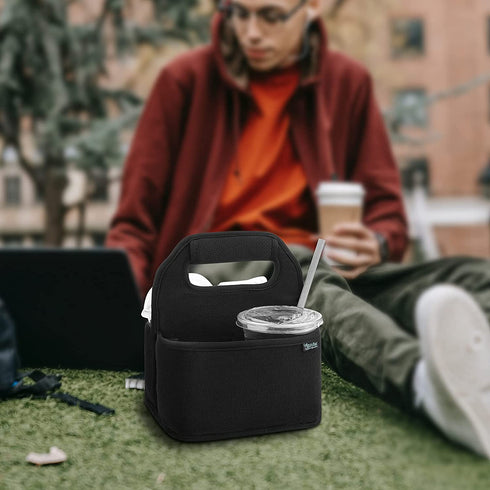 Beautyflier Reusable Insulated Coffee Cup Carrier, Portable Drink Holder with Handle Organizer Tote Bag for Hot & Cold Drinks