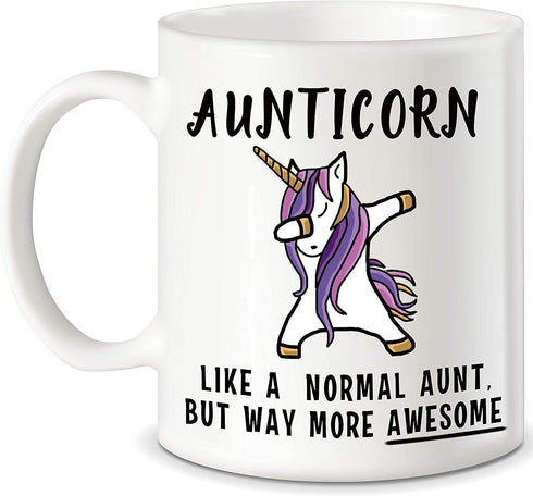 CLASSIC MUGS Aunticorn Funny Aunt Coffee Mug Best Mother's Day Gift for Aunty Aunties Siblings Sisters from Niece Nephew Sister Uncle Mom Dad Novelty Gag Gift for Christmas Birthday Mug Tea Cup