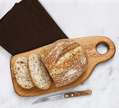 Softolle Kitchen Towels, Pack of 12 Bar Mop Towels -16x19 Inches -100% Cotton White Towels - Super Absorbent Bar Towels, Multi-Purpose for Home, Kitchen and Bar Cleaning (Brown)