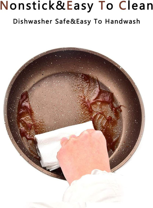 MOKIKA Nonstick Frying Pan, Best Nonstick Omelette Skillet, Stone Coating Cooking Pan, Dishwasher Safe, Induction Compatible(8&11 Inch)