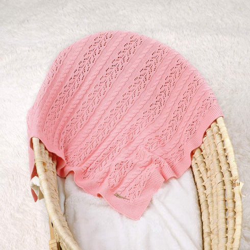 LAWKUL Neutral Baby Blankets 100 Cotton Breathable Baby Girl Receiving Blankets Swaddle Crochet Baby Blanket Newborn Gender Neutral Pink Knitted Baby Blankets Size 40x30 Inches
