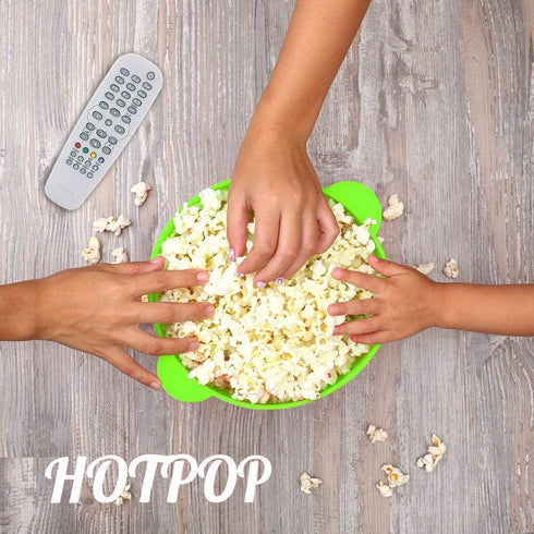The Original Hotpop Microwave Popcorn Popper, Silicone Popcorn Maker, Collapsible Bowl BPA-Free and Dishwasher Safe- 20 Colors Available (Green)