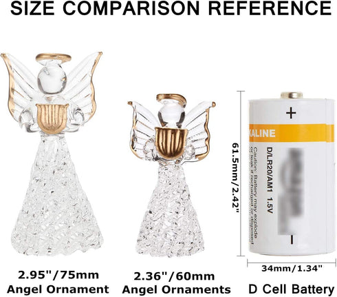 Sea Team Mini Sized Clear Glass Angel Ornaments for Christmas Tree Decorations, 60mm/2.36-inch, Set of 12 (Gold)