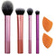 Real Techniques Makeup Brush Set with 2 Sponge Blenders, Multiuse Brushes, For Eyeshadow, Foundation, Blush, Highlighter, and Concealer, 6 Piece Makeup Brush Set