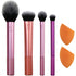 Real Techniques Makeup Brush Set with 2 Sponge Blenders, Multiuse Brushes, For Eyeshadow, Foundation, Blush, Highlighter, and Concealer, 6 Piece Makeup Brush Set