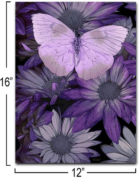 Purple Butterfly Painting Giclee Print on Canvas, Stretched and Framed, Modern Home Decoration for living room, bedroom, bathroom decor Wall Art,12 By 16Inch,Ready To Hang