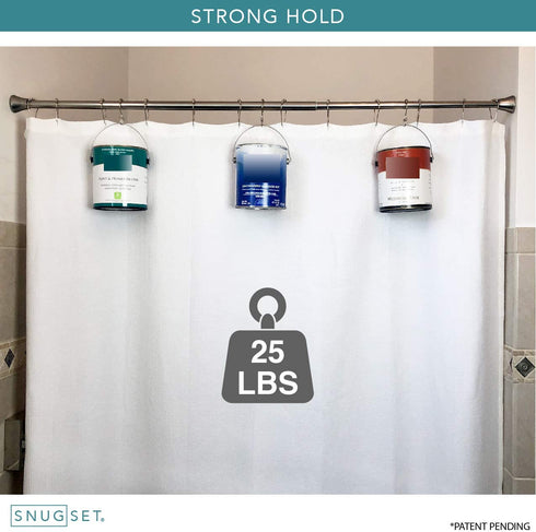 SnugSet | Ultra Strong Secure Hold Tension | No Rust | 43-72" | Adjustable | Gold Shower Curtain Rod