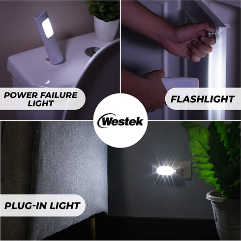 Westek Emergency Light, 2 Pack Multi-Function LED Rechargeable Flashlight, Power Failure Light and Night Light Must-Have Power Outage Lights, Ideal for Storms, Blackouts NL-PWFL AmerTac